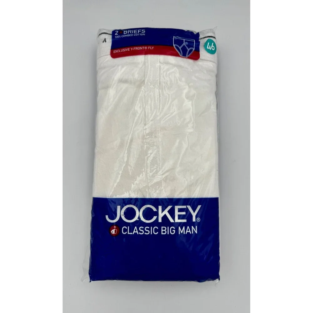 Vintage Jockey Classic Big Man Briefs 2-Pack White Size 46 New Sealed NOS 2004